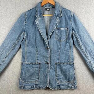 Jean Blazer Denim Women's Size 4 Cowboy Casual Work Lia Wear Blue Jacket Pockets